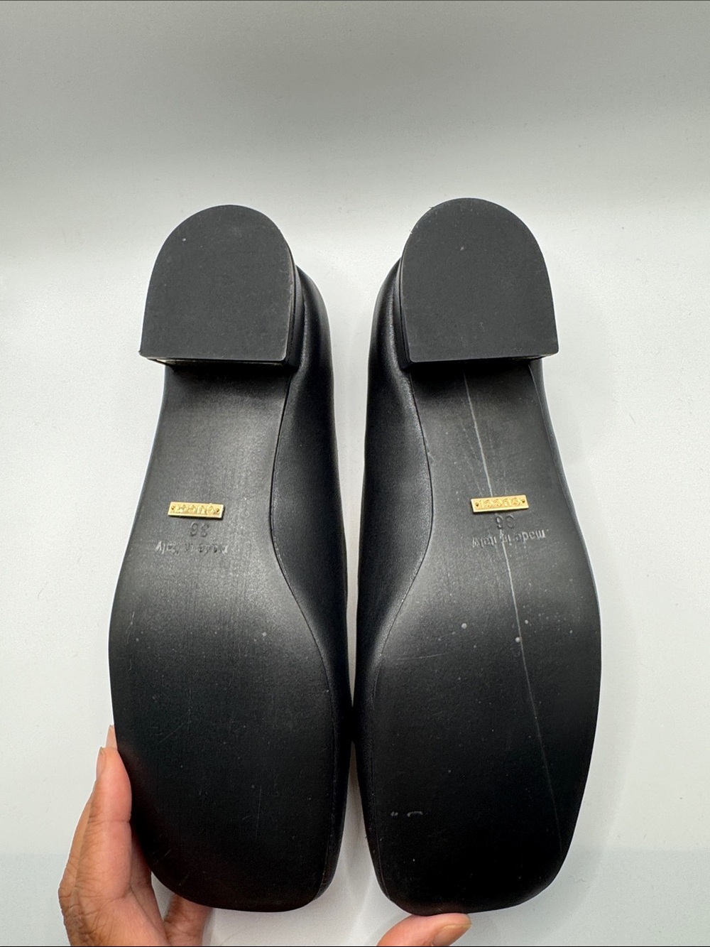 Gucci Black Leather Horsebit Square-Toe Ballet Flats - Picture 8 of 9